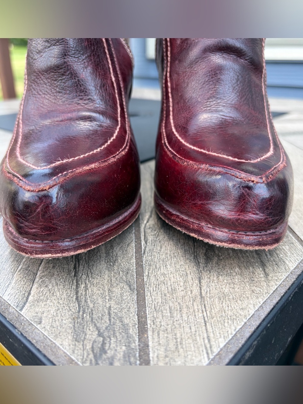 BED STU Isla Burgundy Leather Ankle Boots Women Sz 9.5 Heeled Buckle Cobbler - Picture 11 of 16